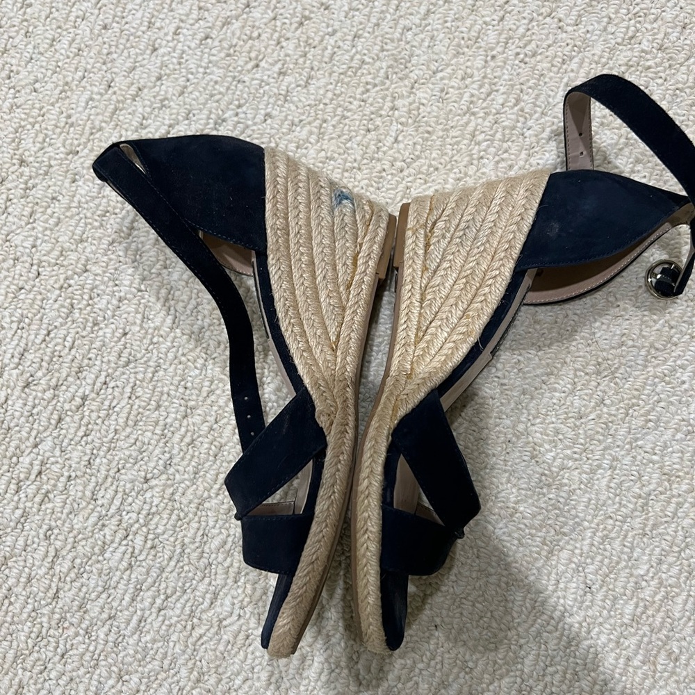 Blue Suede Espadrilles Wedge Sandals Shoes size 7